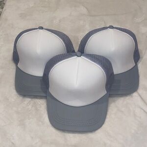 3 Pair White and Gray Trucker Hats